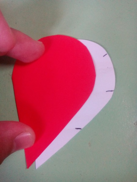 Pop Heart Decoration - red heart on top of white marked pattern