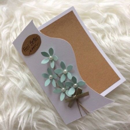 Floral "Feel Better Soon" Card - write message and glue in place