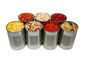 7 cans of vegetables and beans.