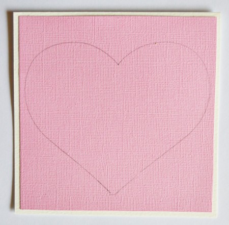 Turtle Dove of Love Valentine Card - heart outline on the pink cardstock