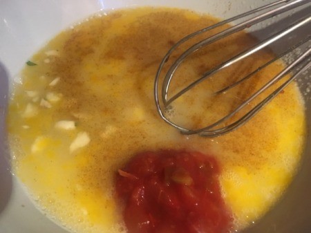 mxing eggs and other ingredients