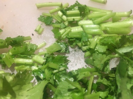 cutting cilantro