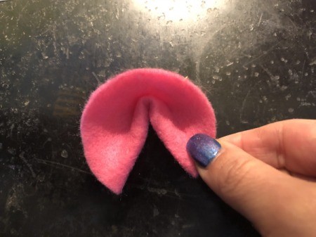 Felt Fortune Cookies - angle the two ends towards each other by bending the pipe cleaner in half