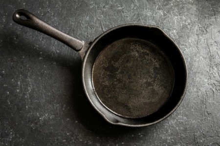 A clean cast iron skillet.