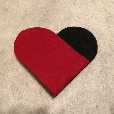 Woven Felt Heart - place the red piece over the black to form a heart