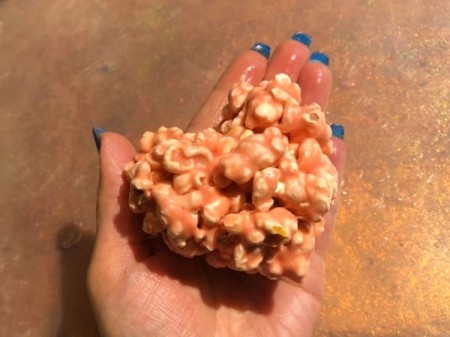 Marshmallow Popcorn Heart in hand