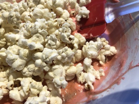 Popcorn added to marshmallow mix