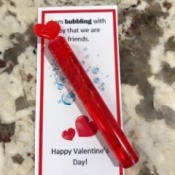 Personalized Valentine's Day Card - finished card and bubble wand