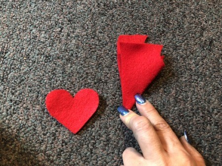 No-Sew Gradient Felt Heart Purse - fold remaining portion of felt square and make a smaller heart