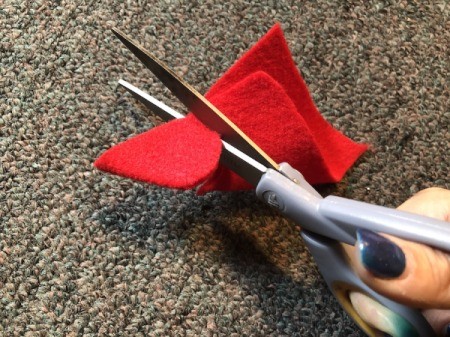 No-Sew Gradient Felt Heart Purse - cut a teardrop shape from the felt