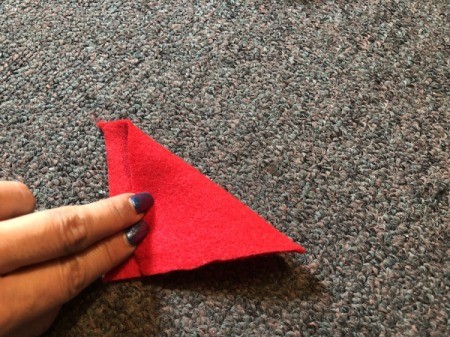 No-Sew Gradient Felt Heart Purse - fold a square of scrap red felt diagonally