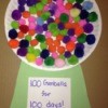 100th Day of School Paper Plate Gumball Machines  - spread glue on the plate with the cardboard/construction paper base and stick down one hundred pom poms