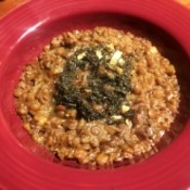 Lentil Stew with Fried Mint Sauce in bowl