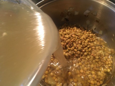 broth added to Lentils