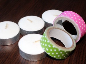 Fancy Tea Lights - tea lights and rolls of decorative tape