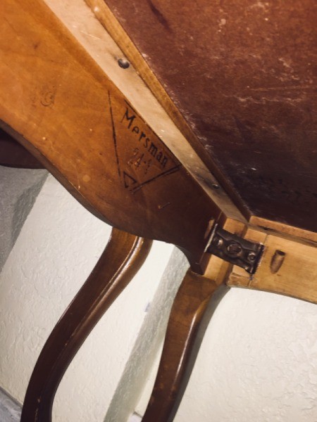 Finding the Age and Value of Mersman Tables - label underneath the table