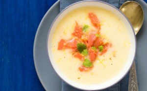 Pacific Salmon Chowder in a bowl.
