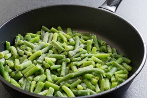 Frozen Green Beans in a Skillet