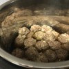formed meatballs in pot