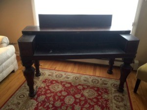 Identifying an Antique Desk - dark wood fold top desk