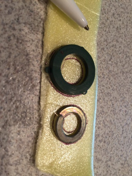 Using a pen, trace the gaskets on the styrofoam.