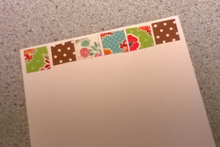 Patchwork Greetings Card - make a row using your chosen tapes