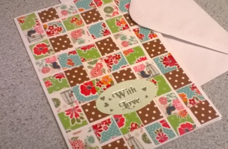 Patchwork Greetings Card - finished card with an envelope