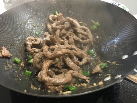 cooking Beef in wok