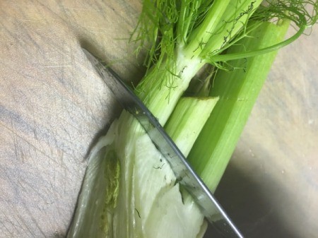 chopping leek
