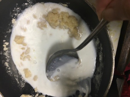 milk added to flour and butter