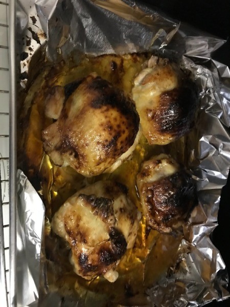 Baked Chicken on foil lined baking sheet