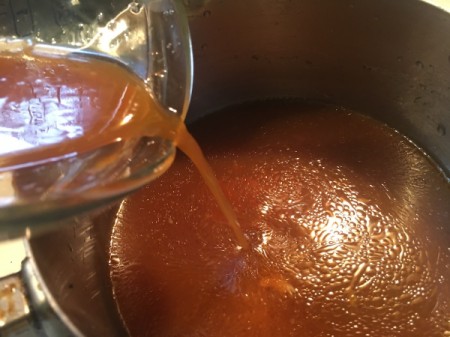 Spicy Orange sauce in pan