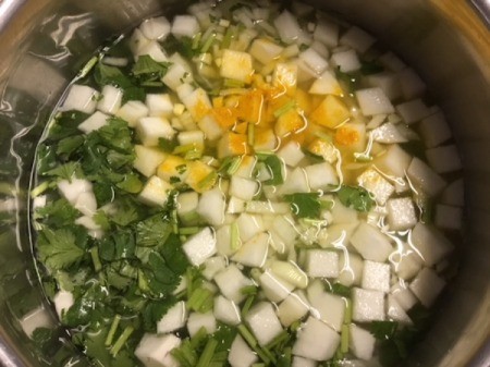 chopped vegetables in pot