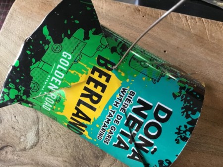 Aluminum Can Pinwheel - insert wire from the back