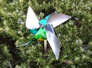 Aluminum Can Pinwheel - pinwheel in the garden