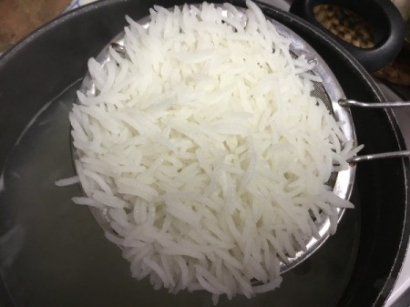 draining rice