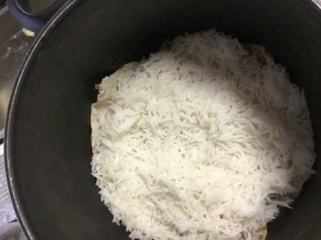 rice in pan