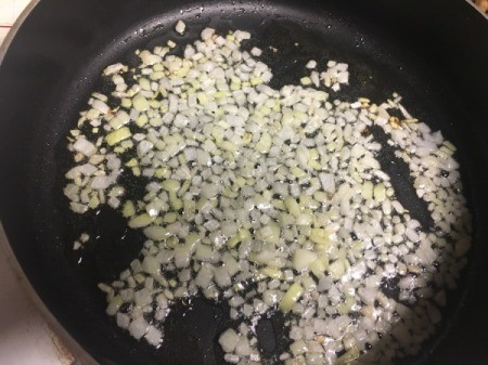 chopped onions in pan