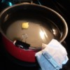A sauce pan preparing sweet tea.
