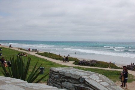 The beach and coastline at Del Mar City Beach in California.