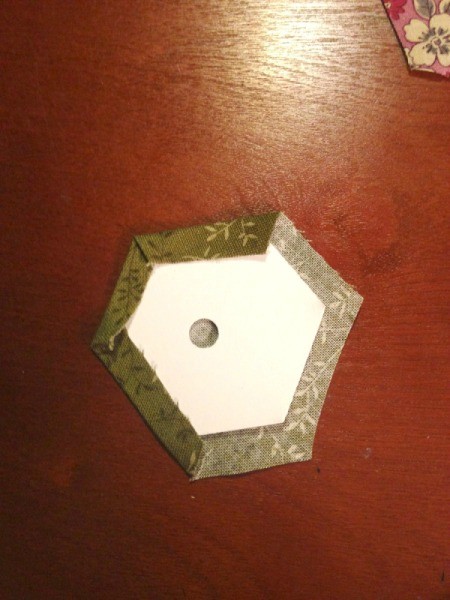 English Paper Pieced Hexagons - 3 sides folded
