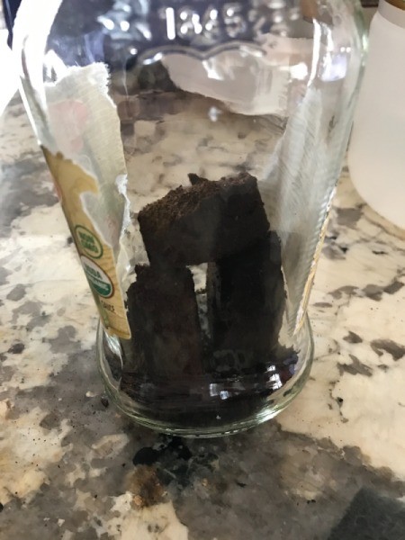 Succulent Planter and DIY Wood Stain - grounds in a glass jar