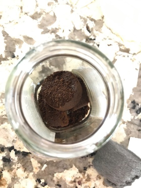 Succulent Planter and DIY Wood Stain - looking down on clumps of grounds