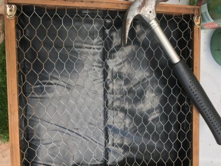 Succulent Planter and DIY Wood Stain - use thin wire nails to attach box to backing