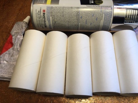 Cardboard Tube Pencil Organizer - TP tubes, glue, and paint