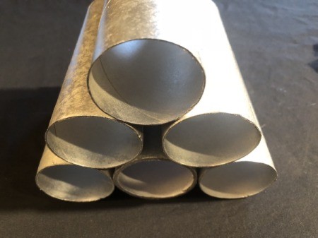 Cardboard Tube Pencil Organizer - stack two tubes in the second row and one on top to check fit for where to apply the glue