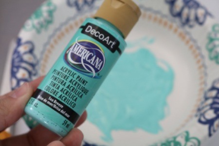 Easter Bunny and Egg Silhouette Stamps - bottle of DecoArt paint