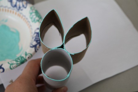 Easter Bunny and Egg Silhouette Stamps - bunny after being dipped in paint