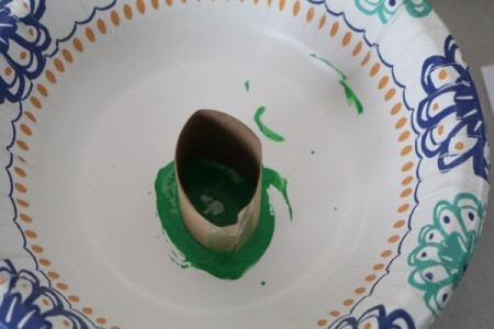 Easter Bunny and Egg Silhouette Stamps - dipping egg shape in green paint