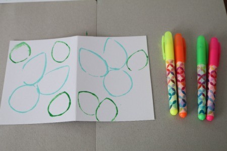 Easter Bunny and Egg Silhouette Stamps - stamped eggs with makers